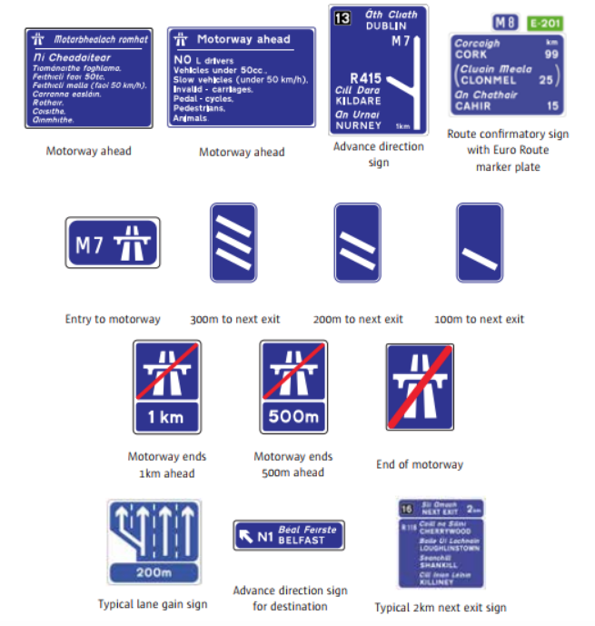 Motorway Signs - Blue Background