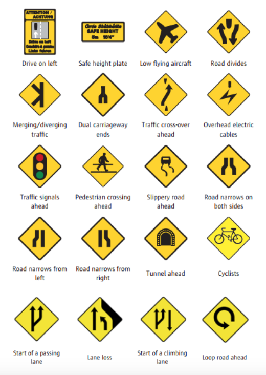 Warning Signs - Diamond-Shaped Yellow Signs